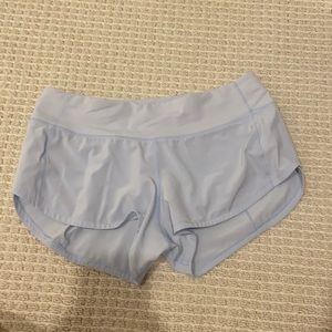Light blue lululemon 2.5 inch speed up shorts